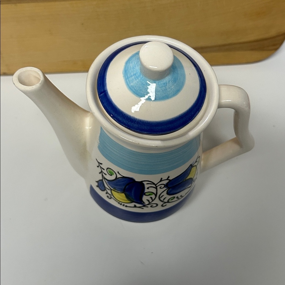 Vintage Japanese Bluebell Ceramic Teapot with Floral Design - Picture 3 of 5